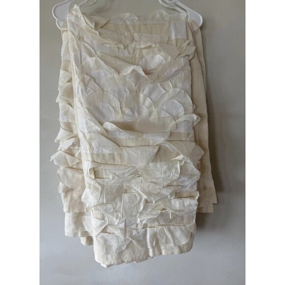 Anthropologie Torrey Cream Ivory Scalloped Curtain Panels 2 Piece Set 50” X 94” - Picture 2 of 9